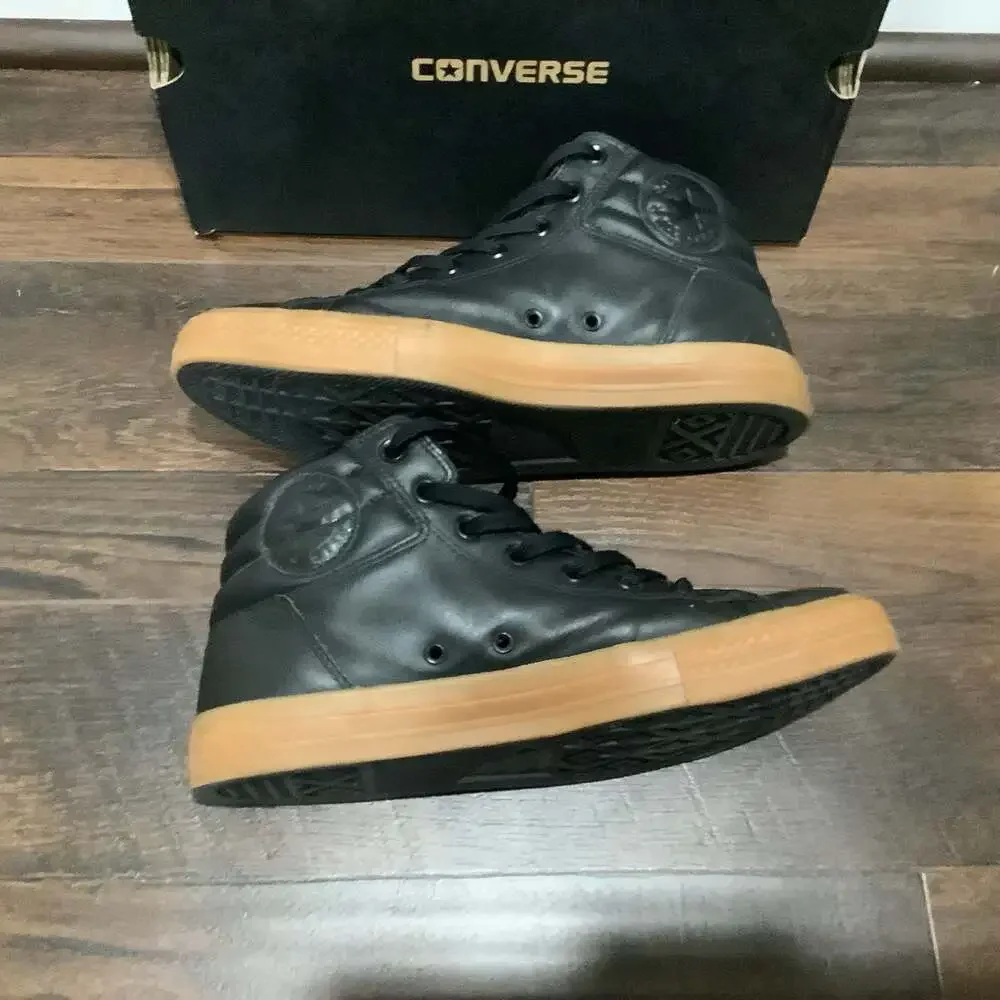 Converse Chuck Taylor All Star High Street Leather Sneakers 9.5 Black/Gum